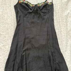 Princess Polly Black Dress with Floral Accents